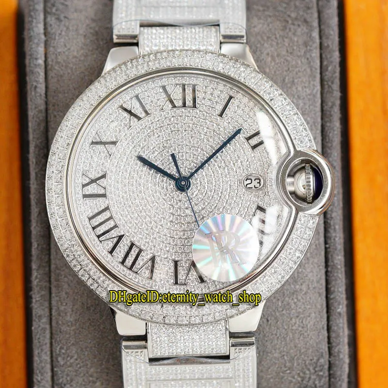 Eternity Jewellery Watches 0049 RFF V7 Edition Gypsophila CZ Diamond Dial Super 2836 자동 다이아몬드 케이스 완전히 아이스 아웃 남성 W293J