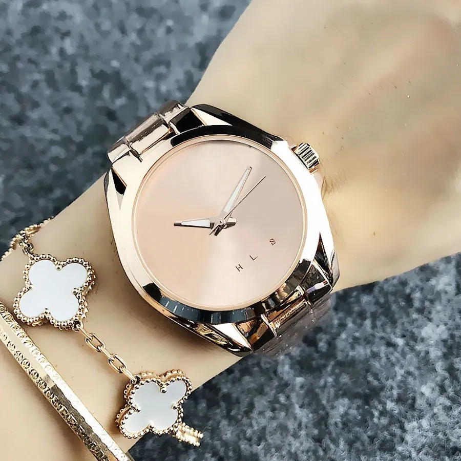 Relojes de marca para mujer y niña, reloj de pulsera de cuarzo con banda de acero y Metal con letras grandes, estilo M56213M