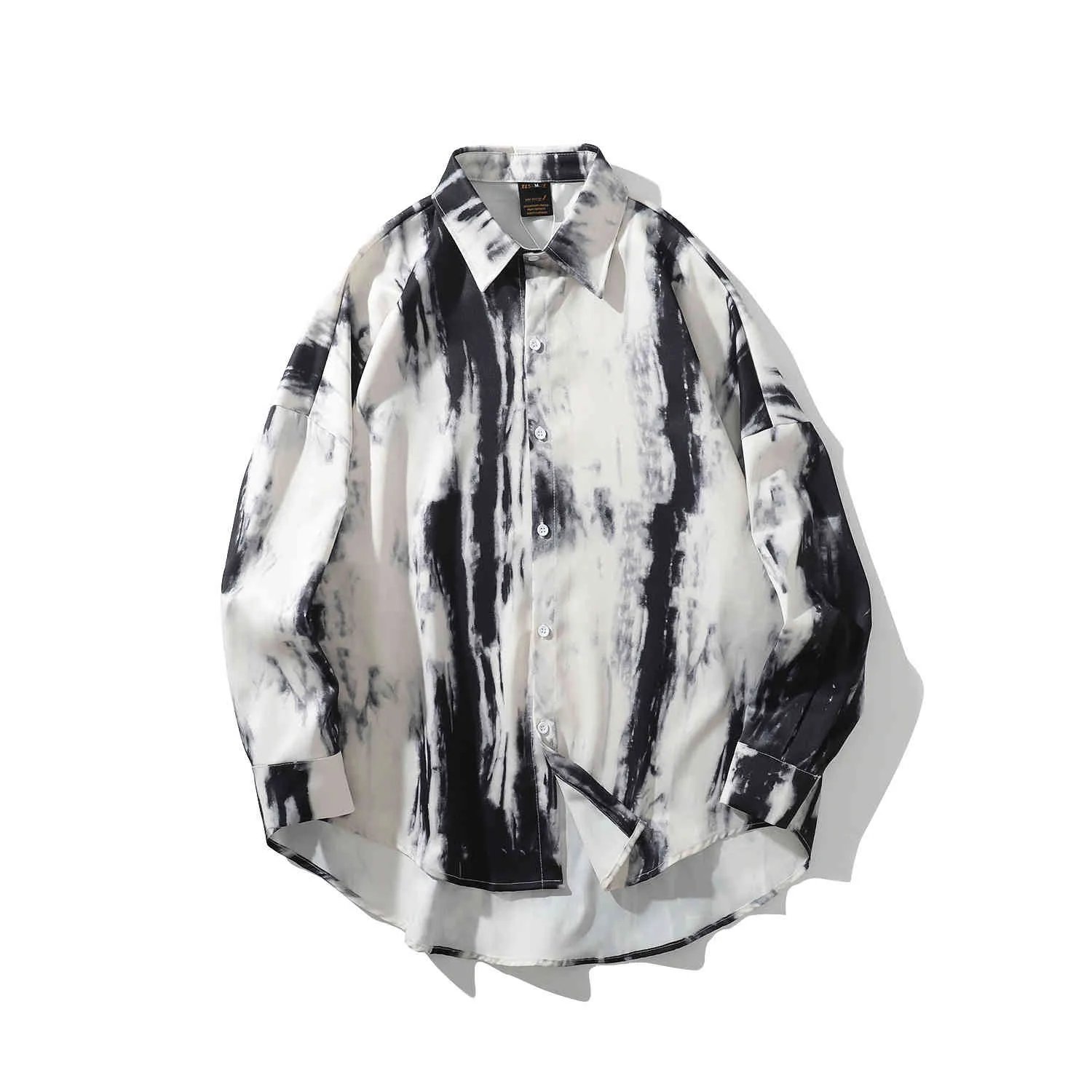 Tie Dye Chemises Hommes Casual Lâche Style Coréen Chemise Hommes Veste Surdimensionnée Confortable Streetwear Hip Hop Camisas Contraste Manteau D'extérieur 210524