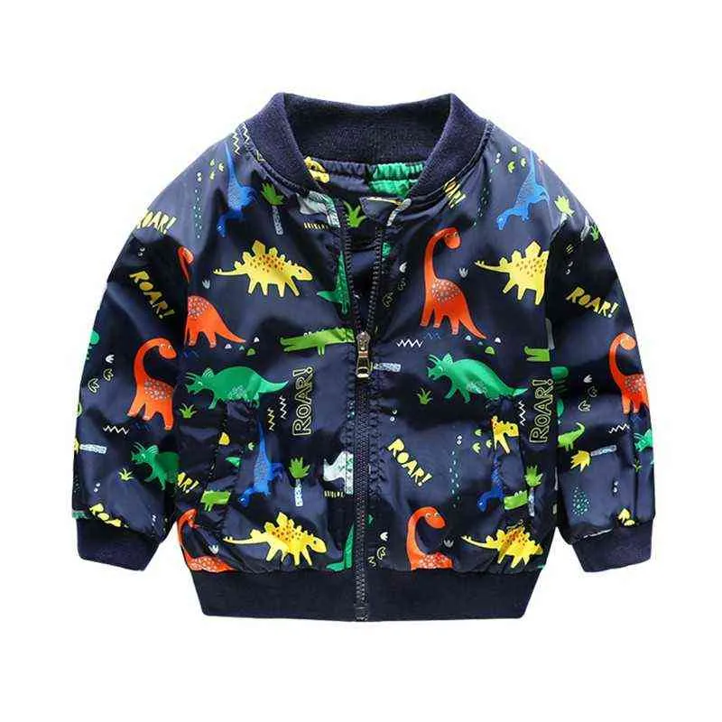 CROAL CHERIE 80-130cm O-Neck Kids Boys Jacket Navy Green 2018 Spring Dinosaur Printing Children Clothes Girls Coat Outerwear (1)