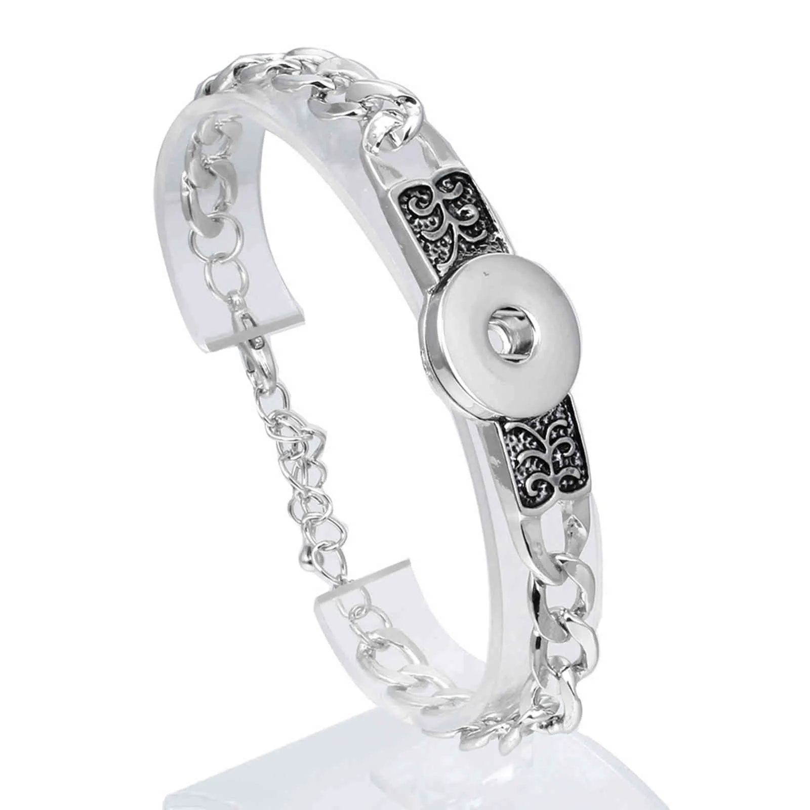 18mm snap -knapp smycken antika silver snaps armband legering pulseira för kvinnor herr diy snap knapparmets8356912