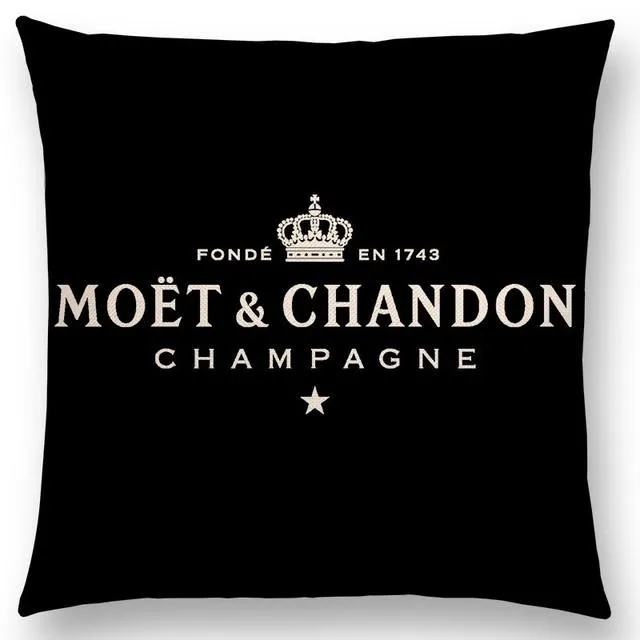 Taie d'oreiller MOET CHANDON CHAMPAGNE taie d'oreiller housses de coussin 45x45 cm canapé décoration cadeau lettre impression housse en lin pour El Car1928