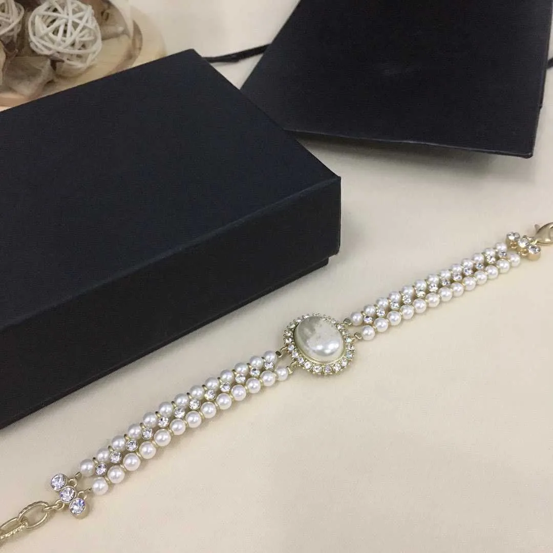 Marchio di colore oro gioielli di moda le donne fiore perle braccialetto a catena moda gioielli Praty design vintage polsino di grande larghezza5609425