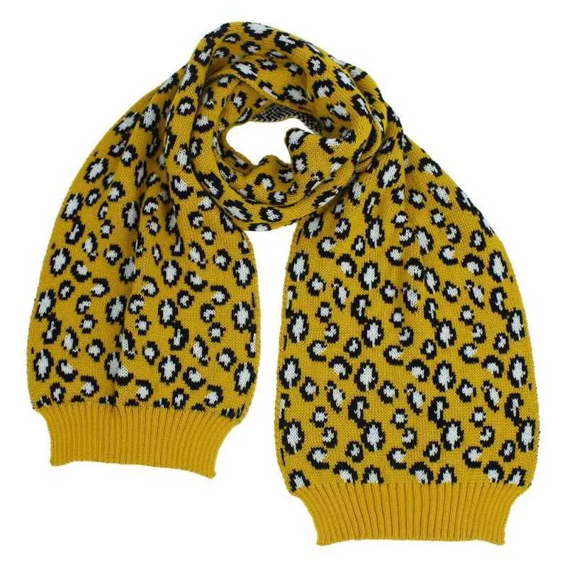 Écharpe tricotée léopard pour femmes, extérieur, automne hiver, chaud, décontracté, confortable