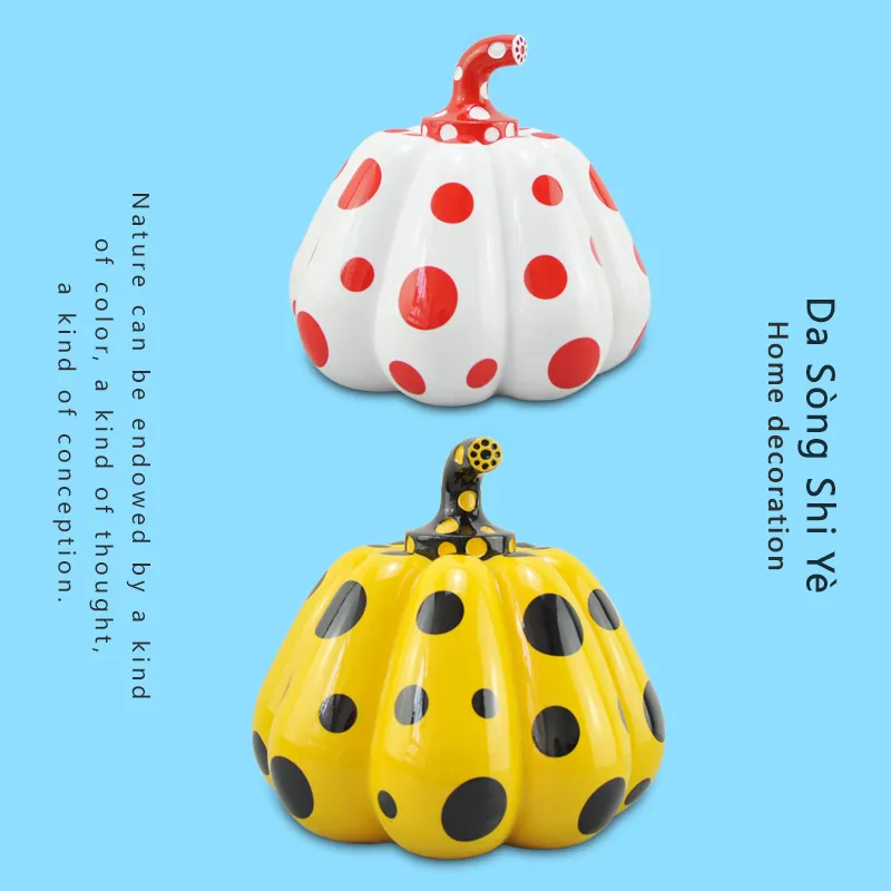 Pumpkin Kusama Yayoi Artist Modern Sculpture Polka Dot Art home interior Decorations office arts wedding christmas 210326264V