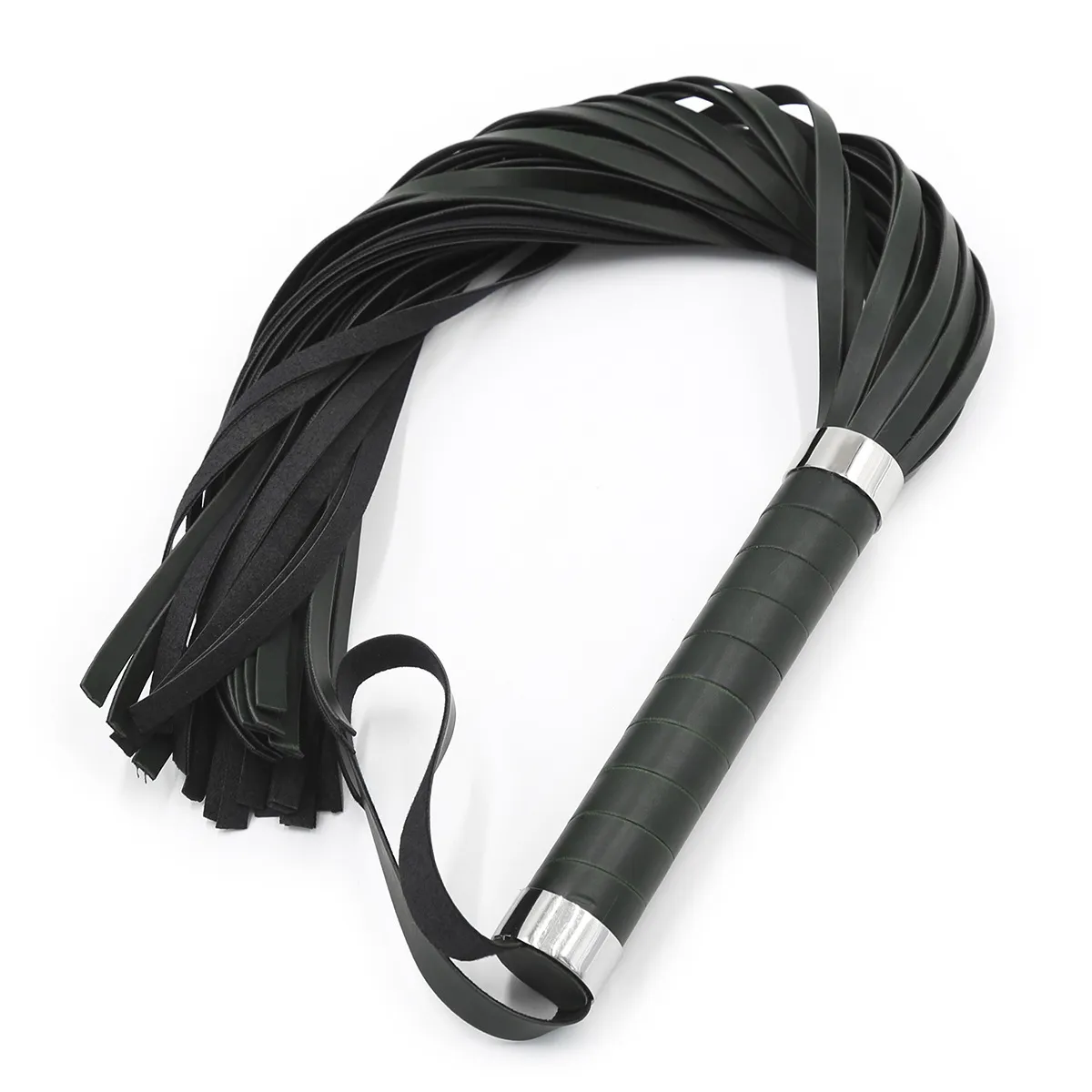 Paddão de couro preto de alta qualidade Paddle de chicote longo Flirting Slave BDSM Bondage Flagger para Mulheres Adultos SM Jogos 2107225529559