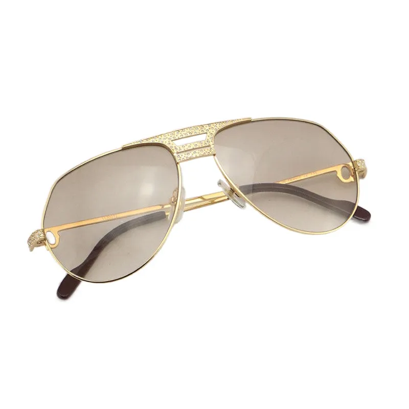 Całe akcesoria mody s okulary przeciwsłoneczne 1130036 limitowana edycja diamentowa mężczyźni 18k złota vintage kobiety unisex c dekoracja Eyeg224p