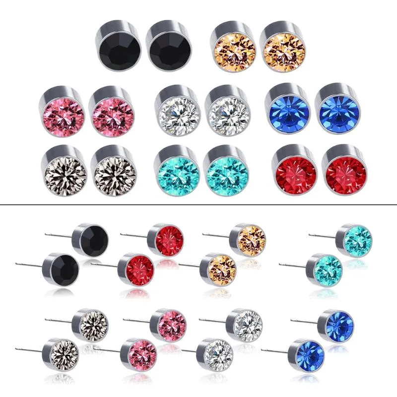 Pairs Crystal Magnetic Clip Non-Piercing Earrings Set Rinestone Titanium Steel Studs Unisex Fashion Jewelry X4YA Stud2773