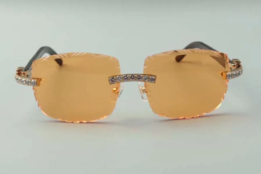 2021 designers óculos de sol 3524023 xl diamantes cortes lentes lentes naturais híbridos búfalos cortes de búnzas de vidro tamanho 58-18-140mm287a
