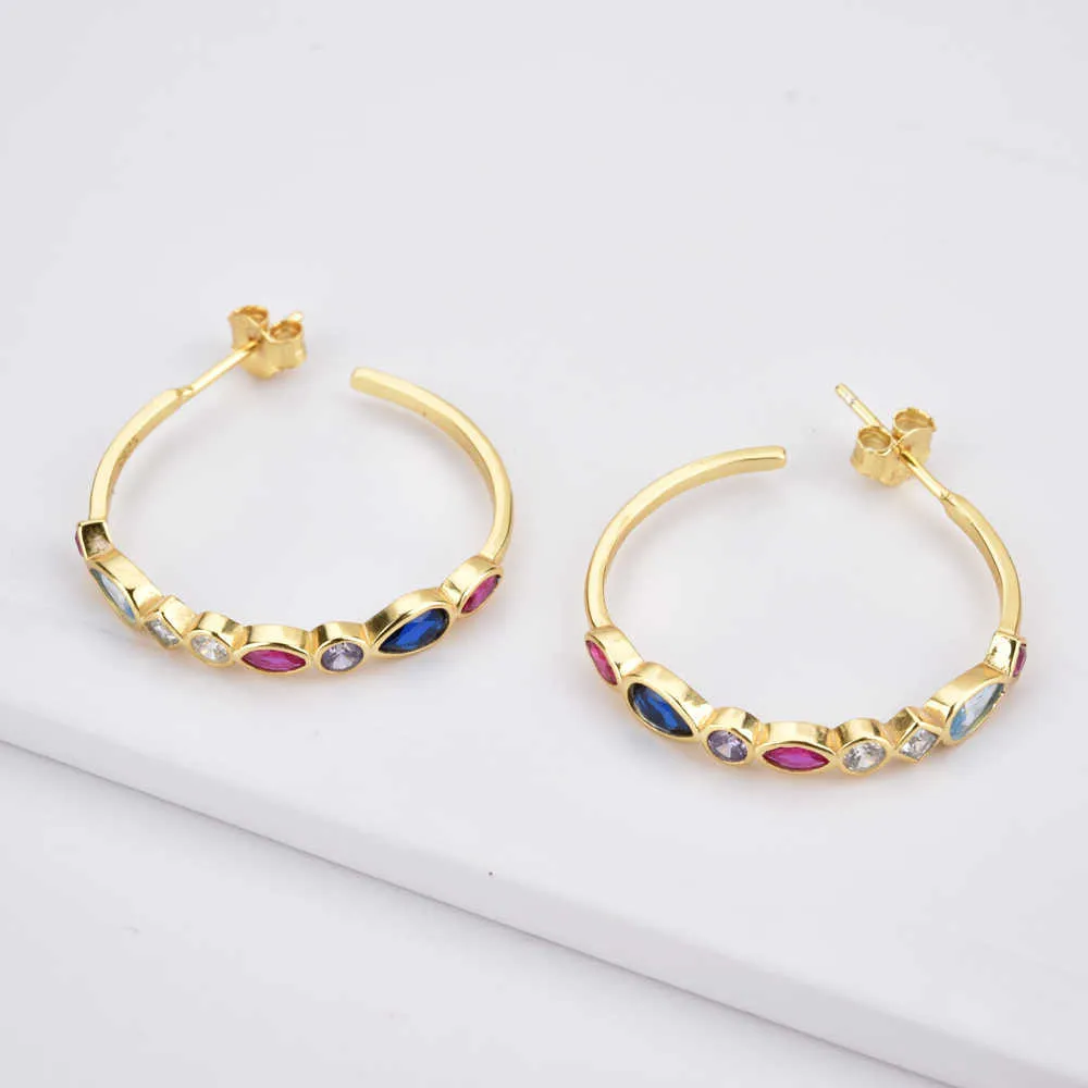 Andywen 925 Sterling Silver Pięć Kolor Krzyż Pierścienie Kobiety Luksusowa Rainbow Fashion Fine Jewelry Dla Euorpean Crystal 210608