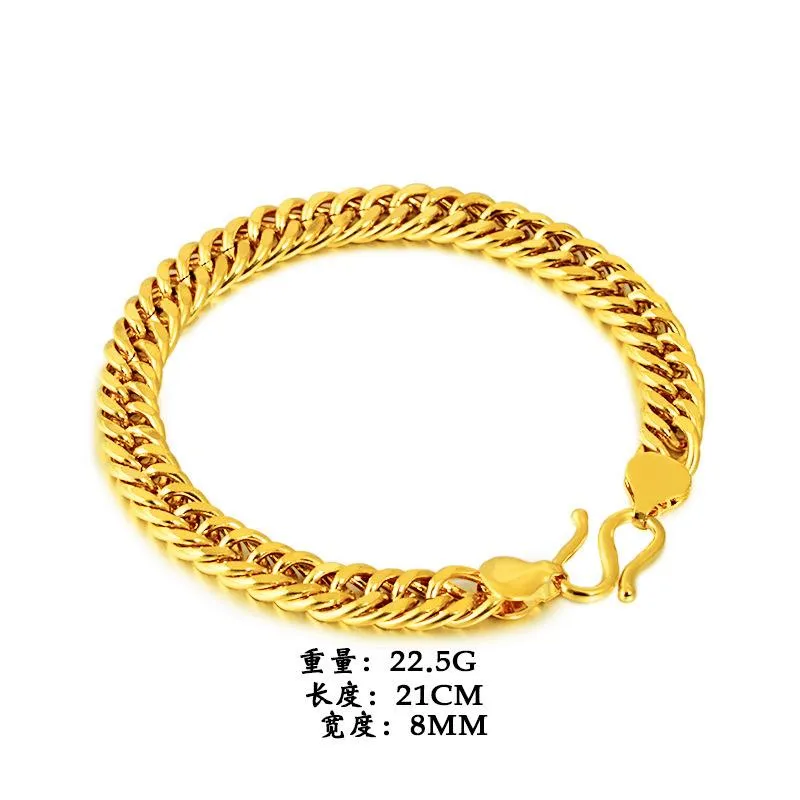 Chaînes 8mm 22K Gold Rempli Collier Bijoux Pour Hommes Femmes Bijoux Femme Collare Mujer Naszyjnik Solide Bizuteria268c