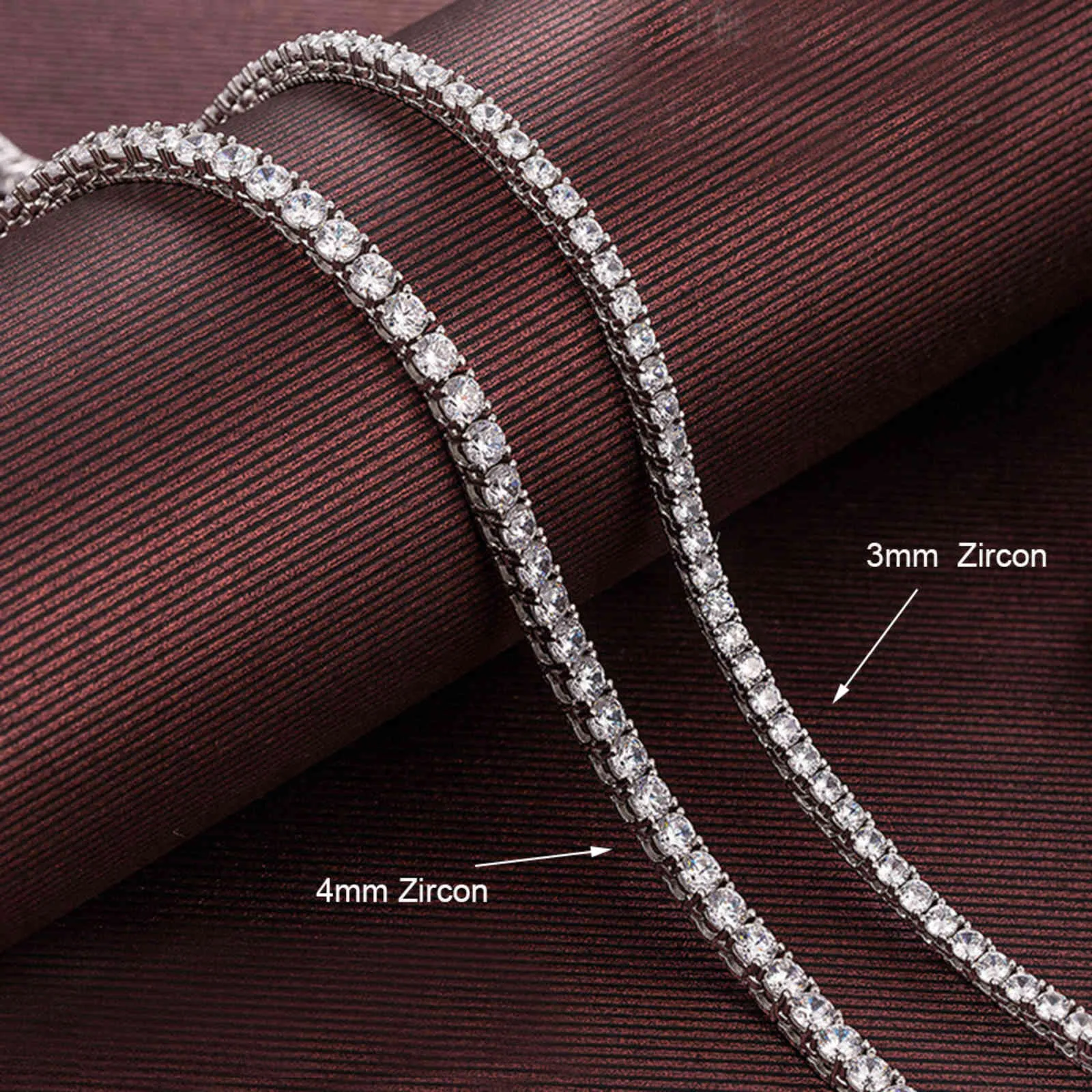 16-24 polegadas Garantia 100% Real 925 Sterling Sier Pave 2mm / M / 4mm Sparkly Circus Tennis Chain Hiphop Rock Fine Jewels