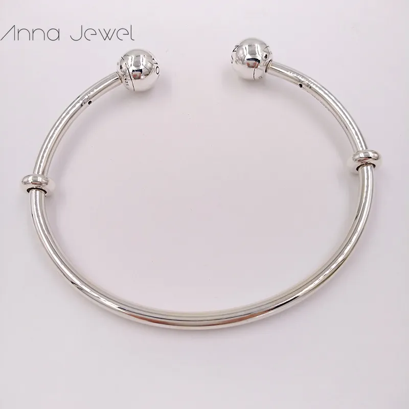 Drop Shipping jewelry 925 sterling Silver Bracelets Women Snake Chain Charm Beads sets for pandora with logo ale open Bangle Caps Children birthday Gift 596477