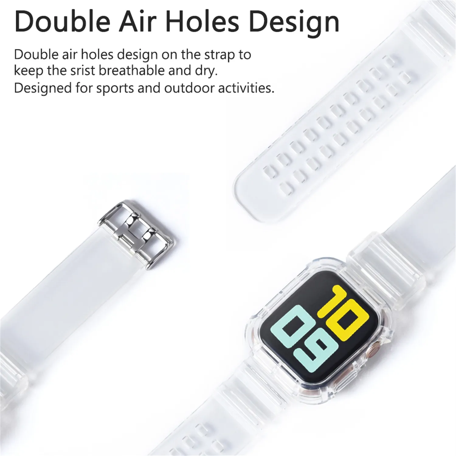 Neueste Sport Clear Band Hülle für Apple Watch Serie 6 SE 5 4 3 2 1 Transparent Silikongurt für iWatch -Gurt 40 mm 44 mm 42 mm 389311772