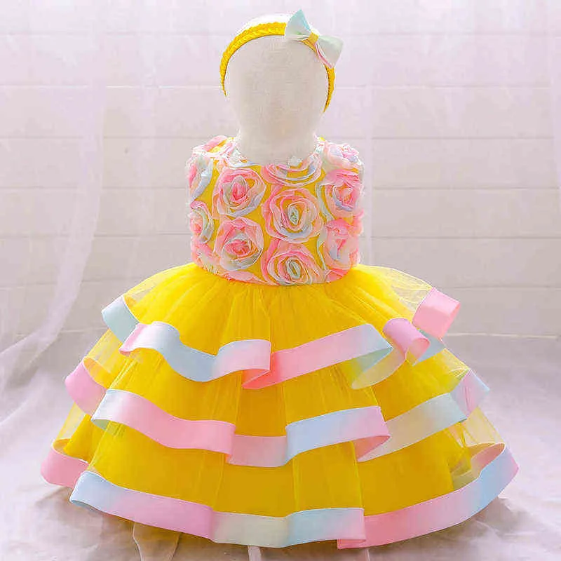 2021 Verão Pequena Sereia Infantil 1º Aniversário Vestido para Baby Girl Roupas Vestido de Lantejoula Princesa Vestidos Party Roupas Infantil G1129