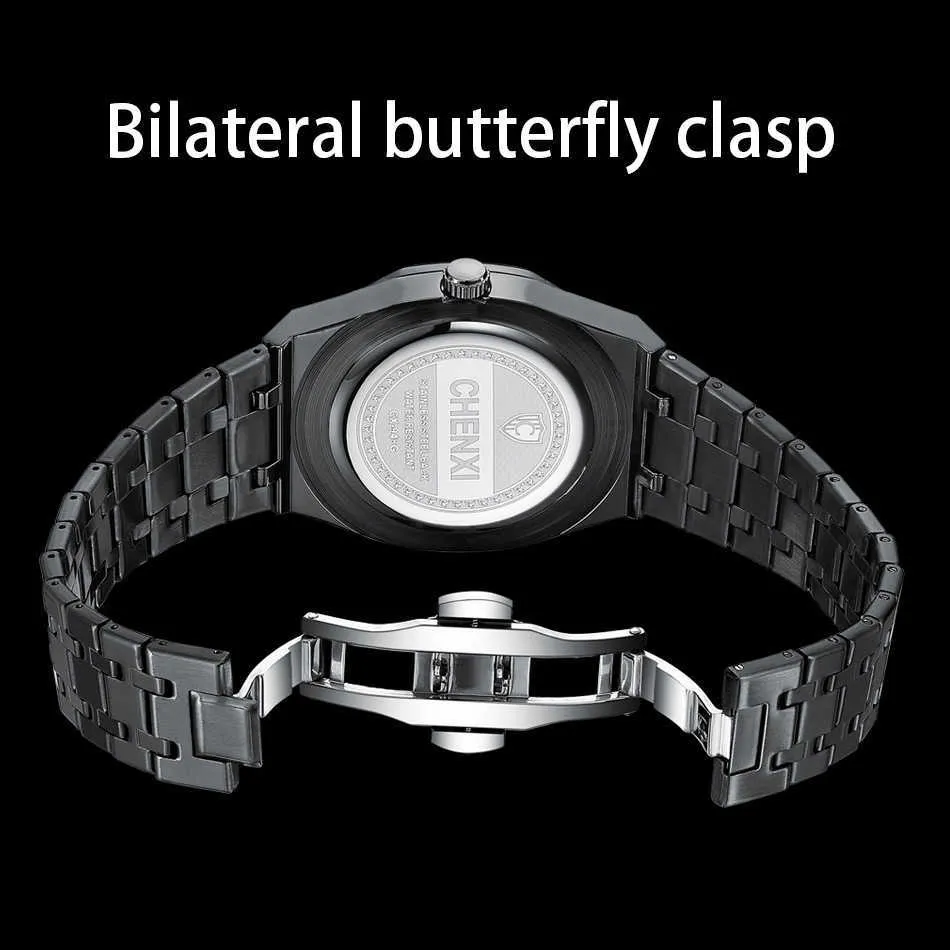 Chronograph zegarków Silver Silver Stal nierdzewna Wodoodporna multi funkcjonalna marka kalendarza Chenxi Business Casual Sport Watch 21242B