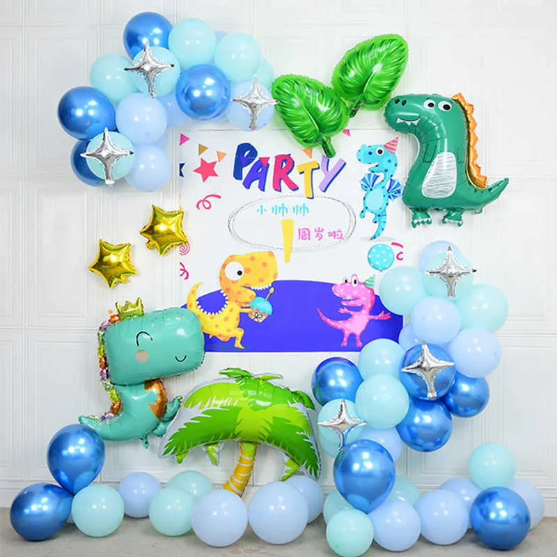 dinosaure feuille ballons guirlande arc kit latex ballon chaîne forêt animaux décorations de fête d'anniversaire enfants jouets bébé douche G266r