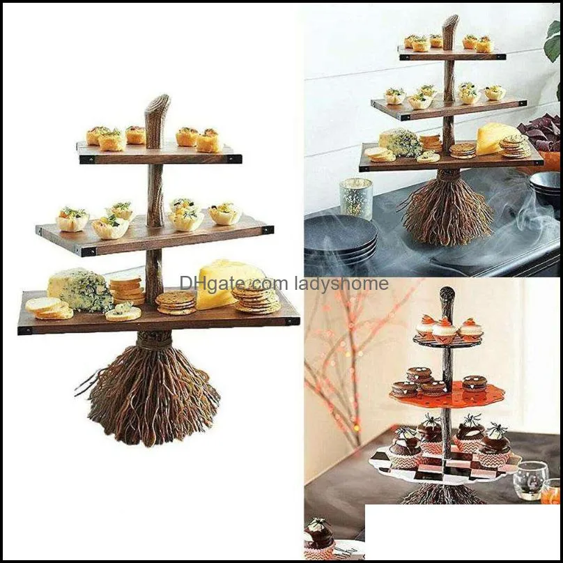 Other Bakeware Cupcake Stand Holder Dessert Cake 3 Tiered Serving Tray Display Reusable Pastry Platter For Halloween Holiday Party
