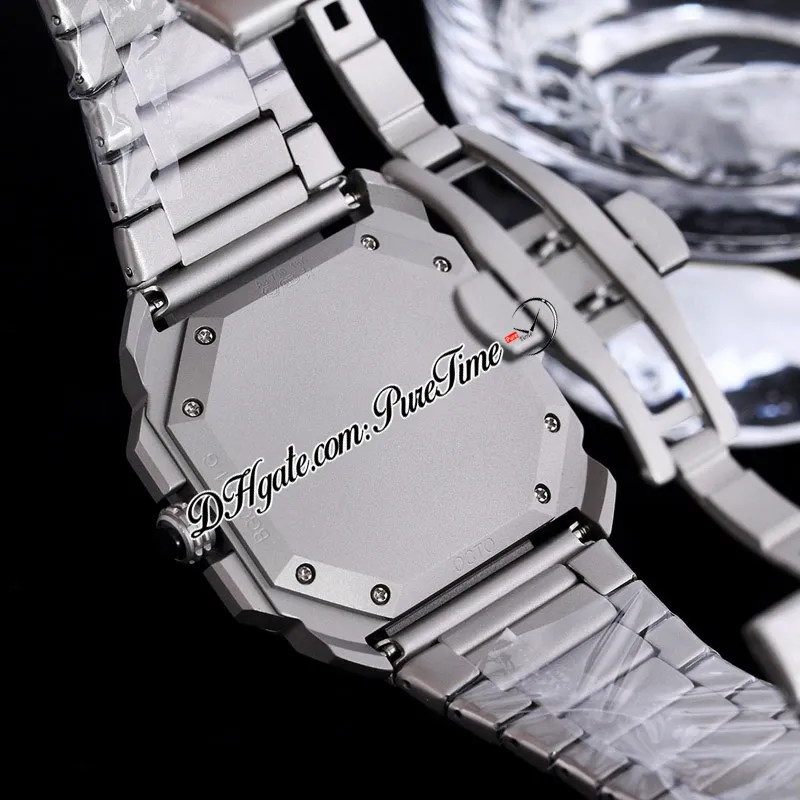새로운 40mm Octo 103068 Miyota Quartz 크로노 그래프 남성 시계 티타늄 스틸 케이스 흰색 다이얼 검은 색 스틱 마커 팔찌 스톱워치 PU234D