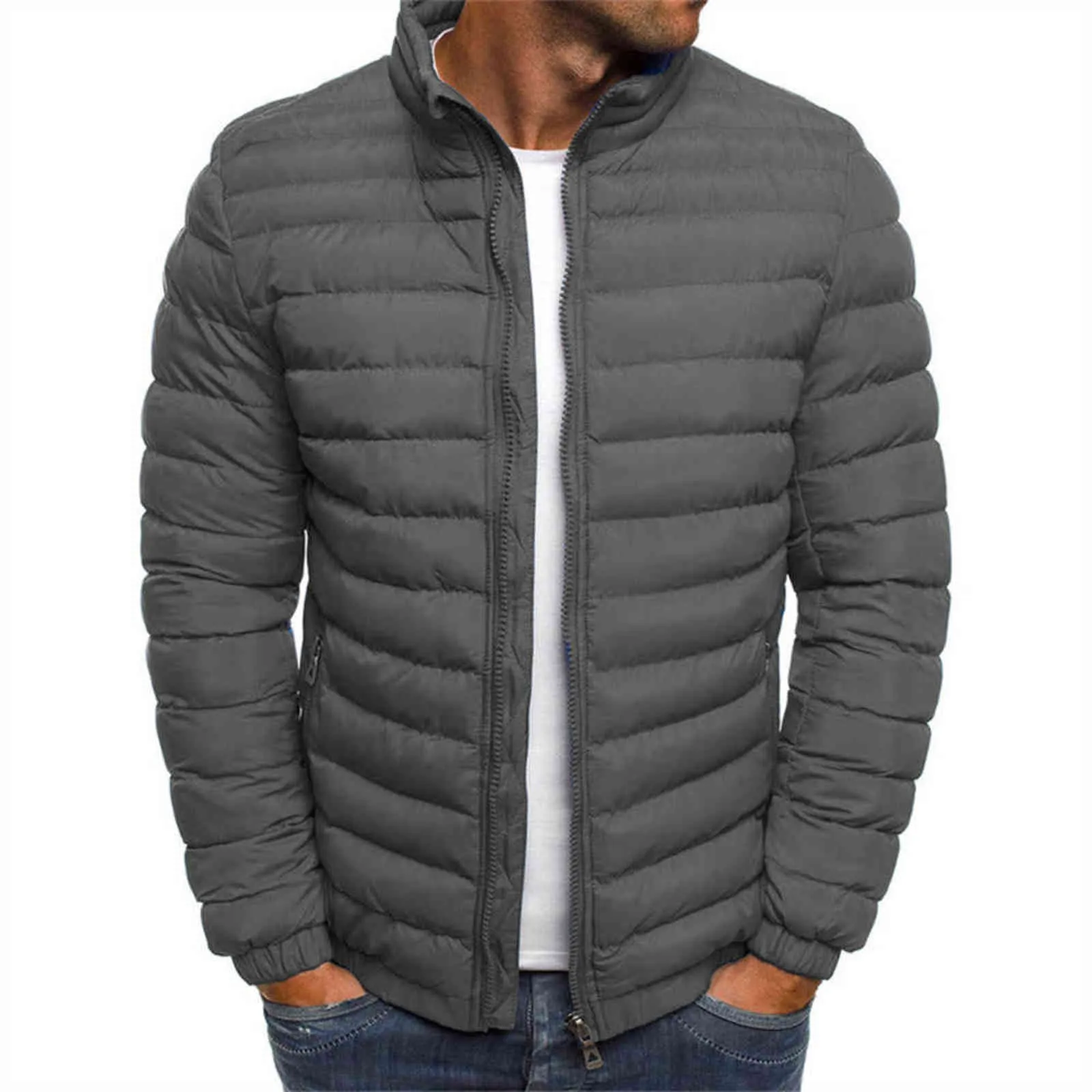 Hommes automne hiver veste manteaux décontractés coton rembourré mâle couleur unie vêtements d'extérieur Parkas 7 couleurs taille S-3XL 211129