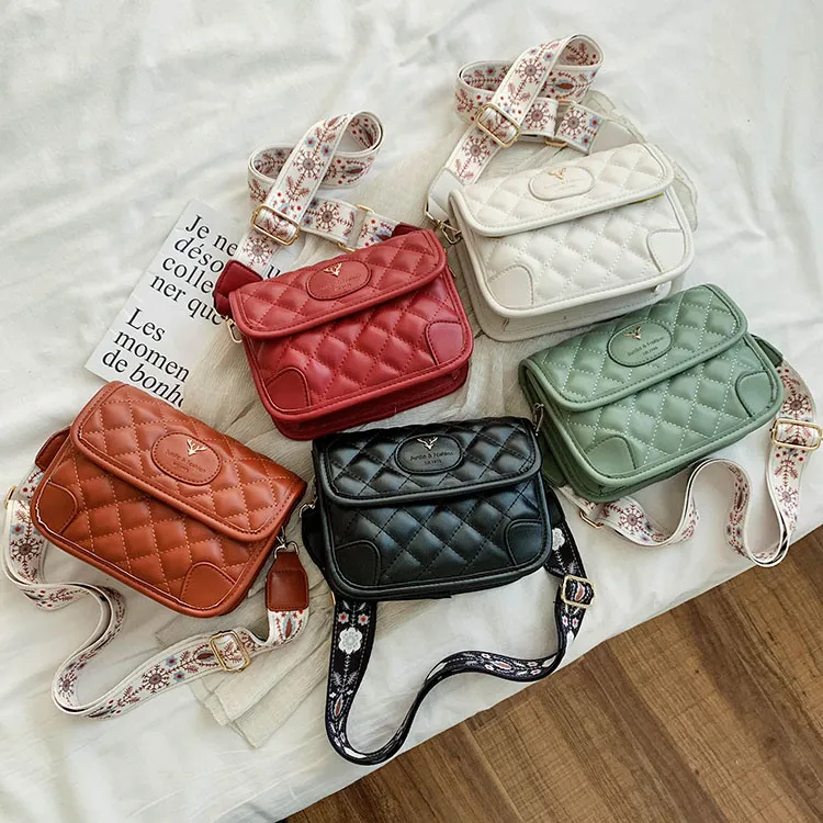 Diamond pattern women Messenger Bag Printed wide strap Ladies Shoulder Bag brand design Female Small Sling bags wallet handbag