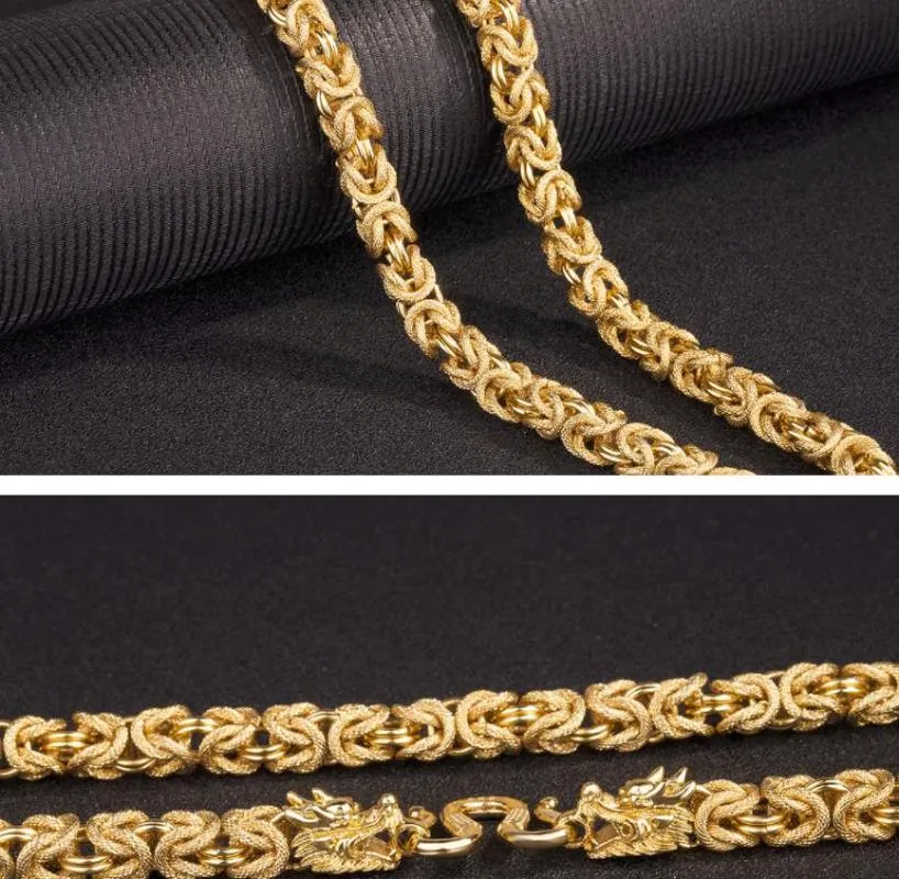 Ketens vintage 24k ketting draak reële gele vaste gouden vergulde herenring turb keten sieraden niet vervagen 314c