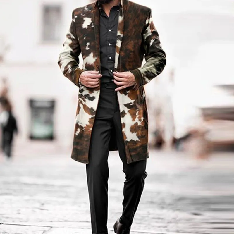 Camouflage Trench Coat Hommes Longue Veste Mens Casual Lâche Chaud Angleterre Style Manteaux Simple Coupe-Vent Manteaux 210524