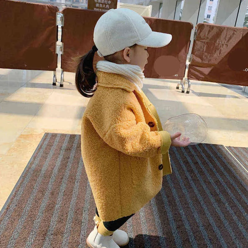 Girl Jacket Kids Autumn Winter Clothes Children Long For Baby Girls Outerwear Coat Toddlers 90~130 Solid 211204