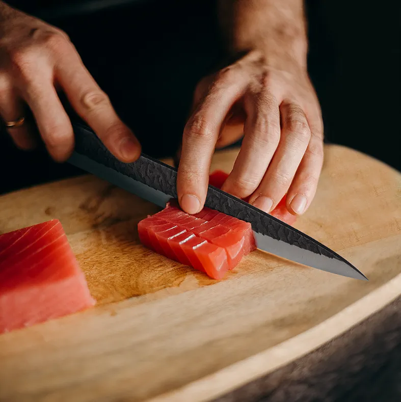 Wykute ręcznie robione zestaw LNIFE 3-warstwowy kompozytowy stal ze stali nierdzewnej ostre japońskie krojenie łososia lnife sashimi sushi specjalne lnife set3437