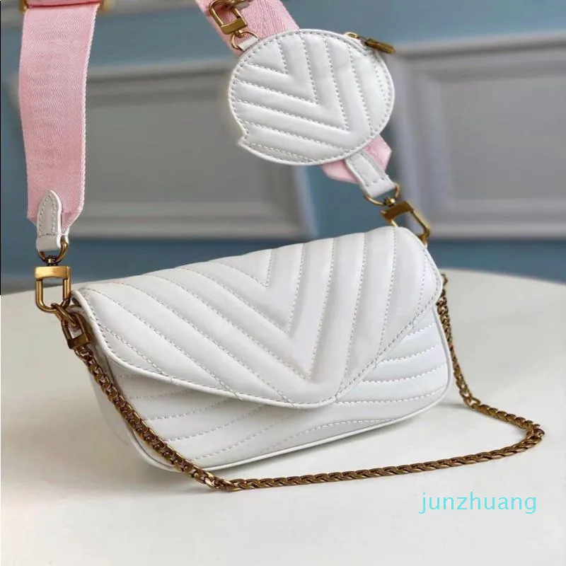 Designer- Kvinnor Bag Fashion Chain Combination Round Coin Purse Mini Leather Wallet Crossbody Bags242n