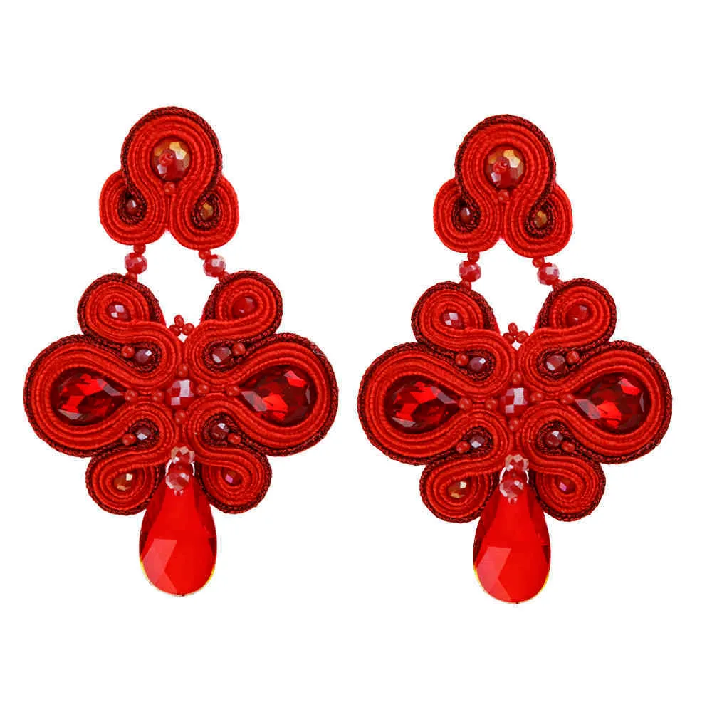 Soutache mode boucles d'oreilles fines pour femmes boho bijoux tissage à la main plusieurs couleurs printemps été accessoires esthétiques