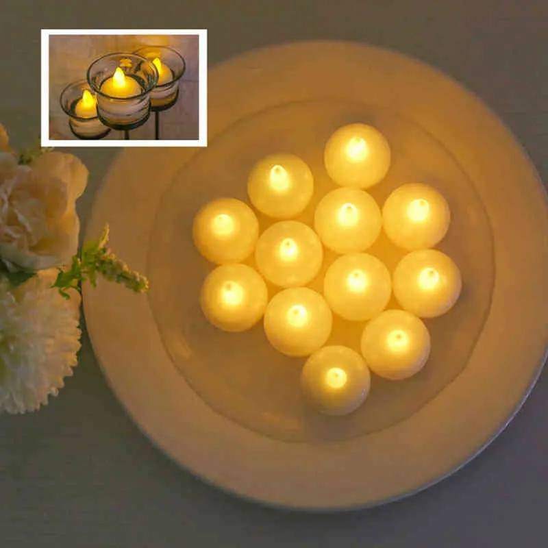 Bez flwimaless Floating świeca Wodoodporne migoczące migoczące Tealights ciepłe białe świece LED do basenowej wanny
