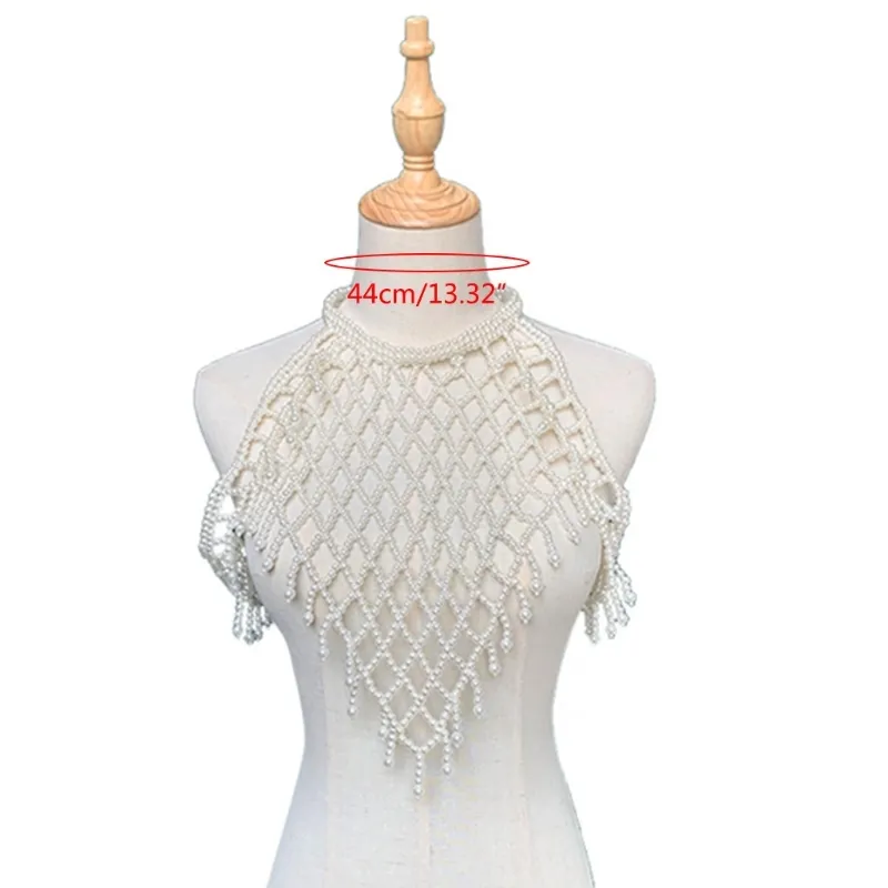 Женщины блузка элегантное искусственное жемчужное ожерелье воротник съемные бисеры ложные ошейники одежды DIY Craft K3NF