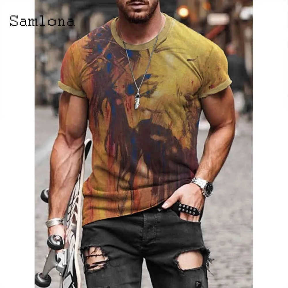 Sexiga Mens Kläder Kortärmad T-shirt Fashion 3D Print Toppar 2021 Ny Sommar Casual Pullovers Plus Storlek 4XL 5XL Män Tees Shirt Y0323