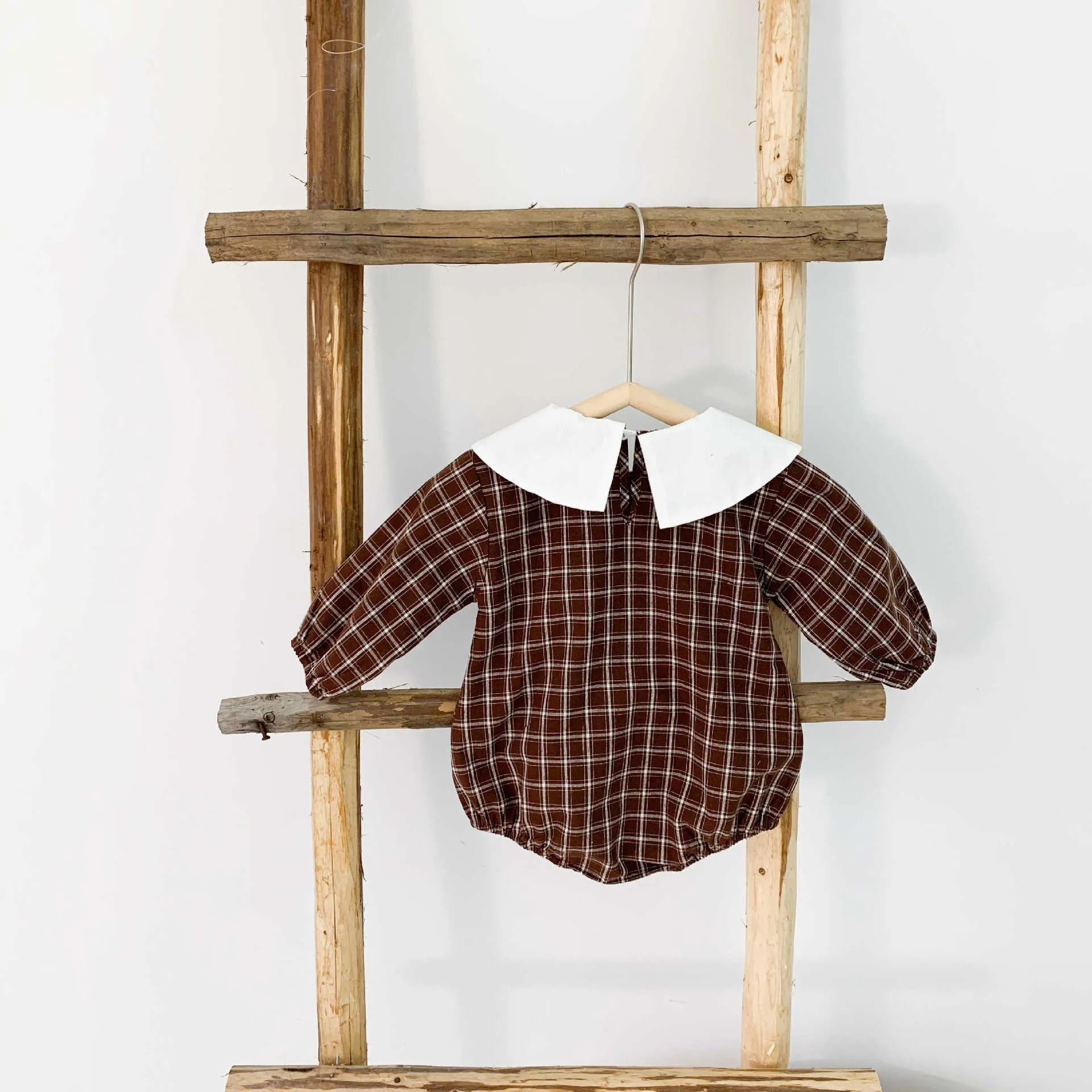 Baby Rompers Spring Plaid Baby Girl Vêtements Né Pographie Romper 210702