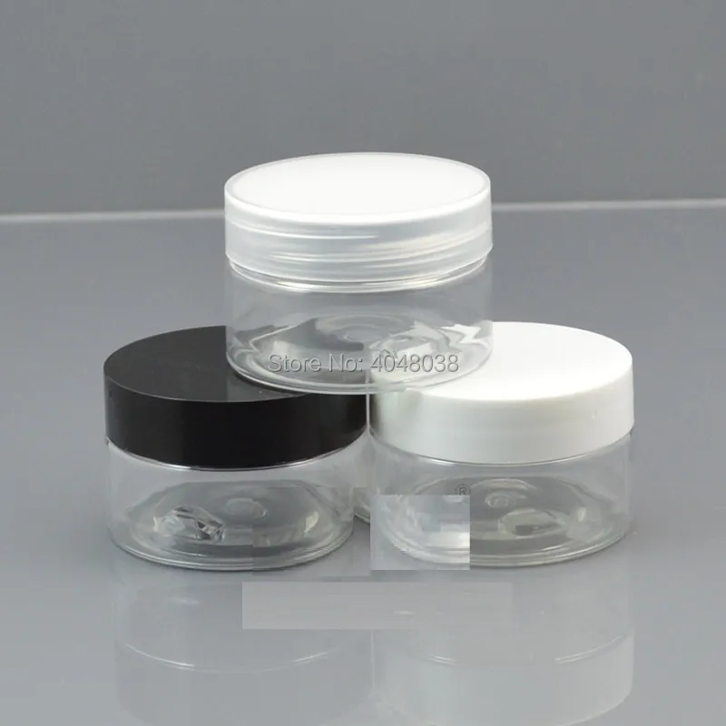 Pakking Flessen 30G lege navulbare cosmetische container zwart wit helder plastic pot diy make-up gezichtscrème pot met hand pad