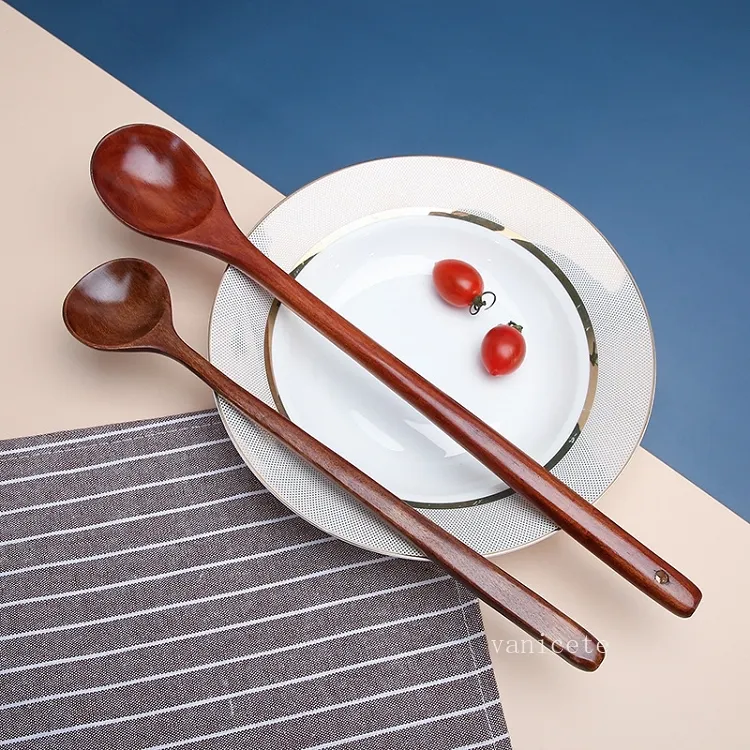 Cucchiaio giapponese a manico lungo in legno massello stoviglie domestiche grande cucchiaio da minestra laccato cucchiai preparati mescolare il caffè T2I52740