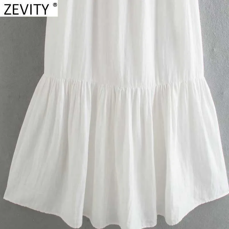 Zevity Women Back Bow Bundet Patchwork Vit Sling Midi Klänning Kvinna Spaghetti Strap Vestido Chic Casual Sommar Klänningar DS8304 210603