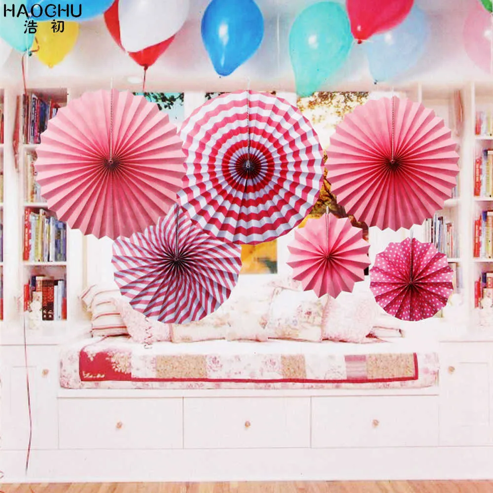 Mixed Size Hanging Paper Fan Round Wheel Paper Fans Purple/Green/Blue/Pink Birthday Kids Party Christmas Decoration 210610