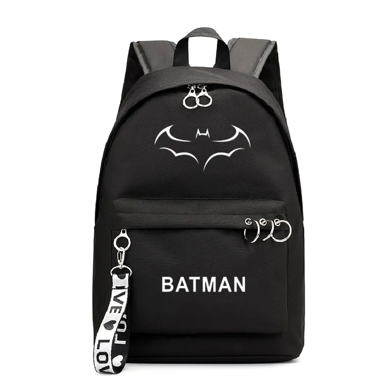DC Superhero otaczające Batman Luminous Backpack Printing College Style Girl's Ribbon Bag324s