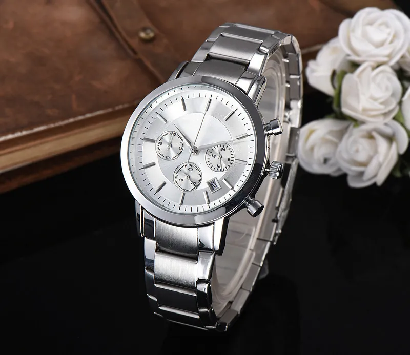 Marka zegarków mężczyzn w stylu wielofunkcyjnym metalowy stalowy kwarcowy zegarek na nadgarstku Małe tarcze mogą działać a20