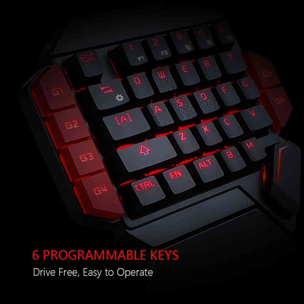 Redthunder Teclado mecânico de uma mão RGB Backlit Portable Mini Gaming Keypad Controlador de Jogo para PC PS4 Xbox Gamer