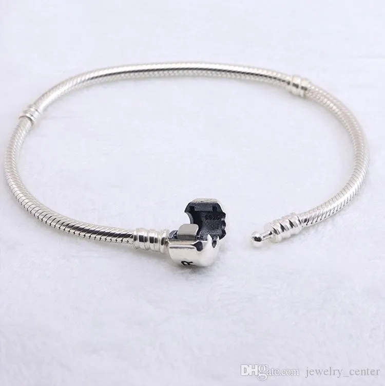 Authentic 925 Sterling silver Bracelets snake chain with logo bracelet fit  Charms Beads jewelry for women and men best gift