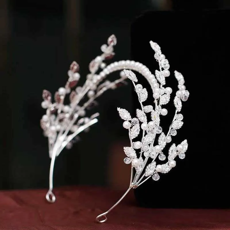 Crystal Pearl Phowersbands Tiaras Листья Чудаки Короны для Вечернее платье невесты Головные уборы Свадебные Аксессуары Свадебные Прически Ювелирные Изделия X0625