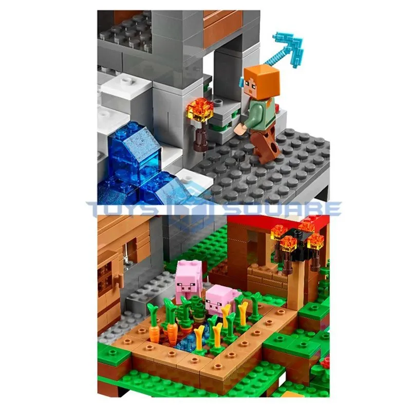 Die großen Dorf-Modellbausteine mit meiner Welt Action-Figuren Bricks Set Geschenke Lernspielzeug für Kinder X0503