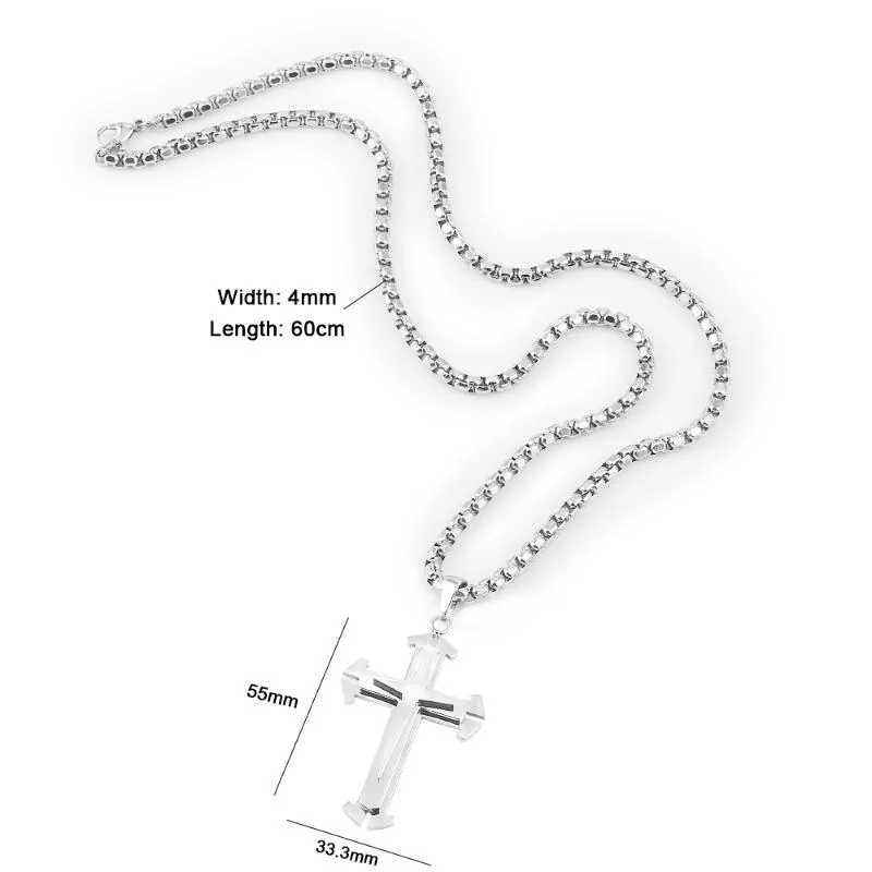 Colares de pingente para mulheres dos homens na moda cruz religiosa diy caixa de jóias corrente 316l longo gargantilha quadrada pérola correntes acessórios2913