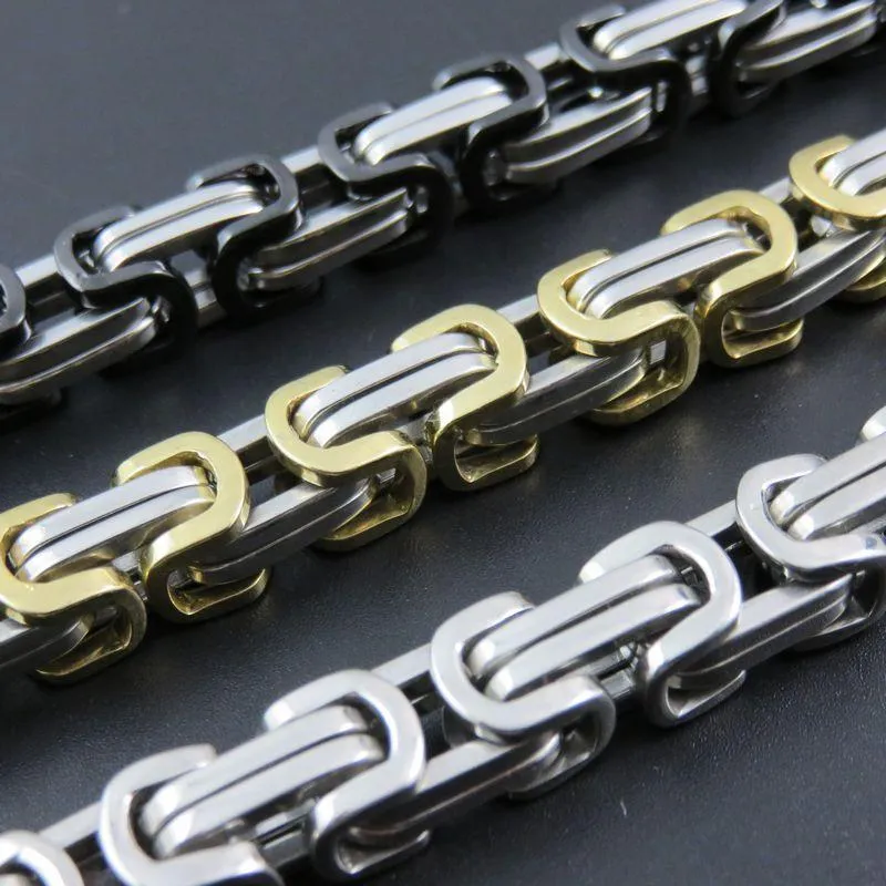 Colors 50cm-120cm Customizes Stainless Steel Byzantine Chain Heavy Huge Necklace For Man Fashion Jewelry Chains254L