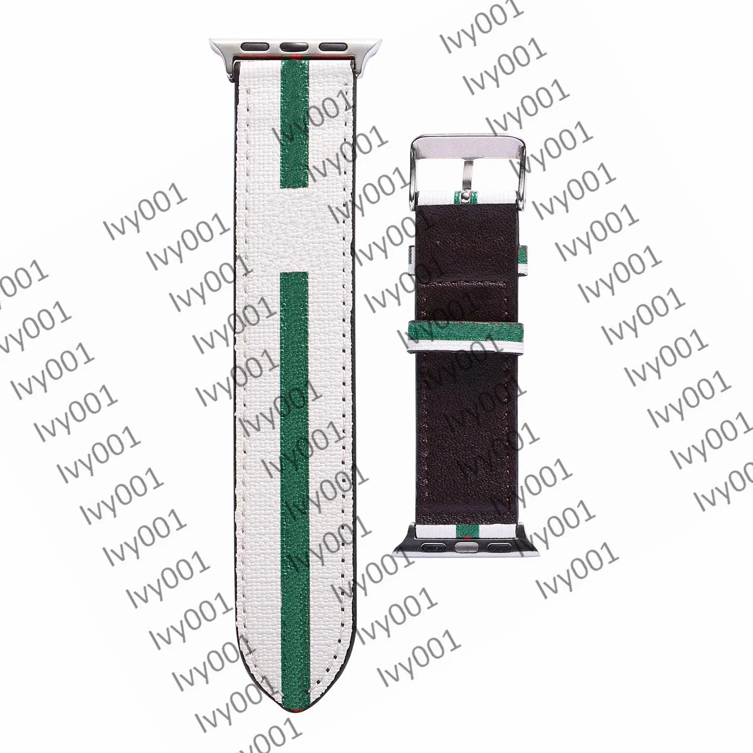 G fashion armband för Apple Watch Band 41 mm 45 mm 42 mm 38 mm 40 mm 44 mm iwatch 1 2 34 5 6 7 band Läderarmband Fashion Stripes ivy001