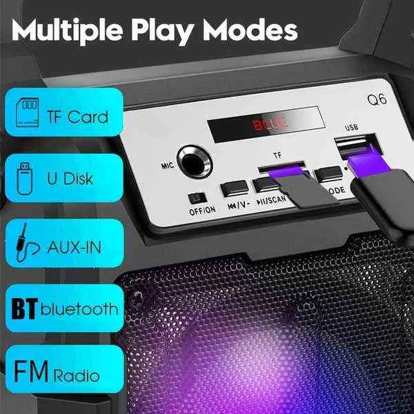 Altoparlante Bluetooth senza fili 3D Cassa di risonanza portatile Subwoofer stereo basso Supporto USB TF Card AUXin FM con microfono cablato H1117525477