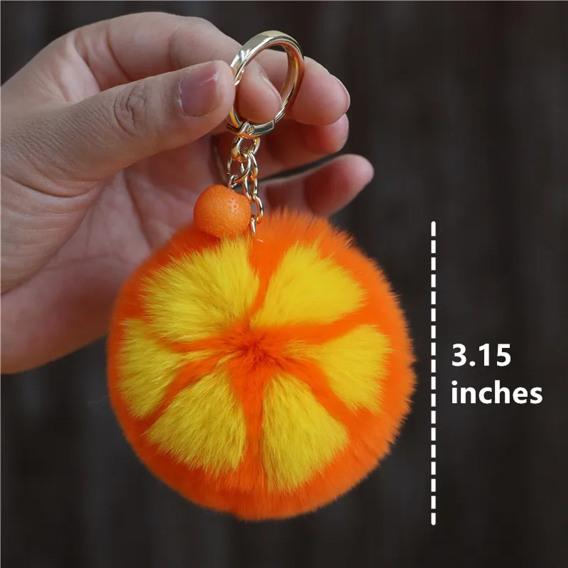 Porte-clés de téléphone en peluche Orange, lanière de mode, Simulation de fourrure, bijoux de fruits, pendentif